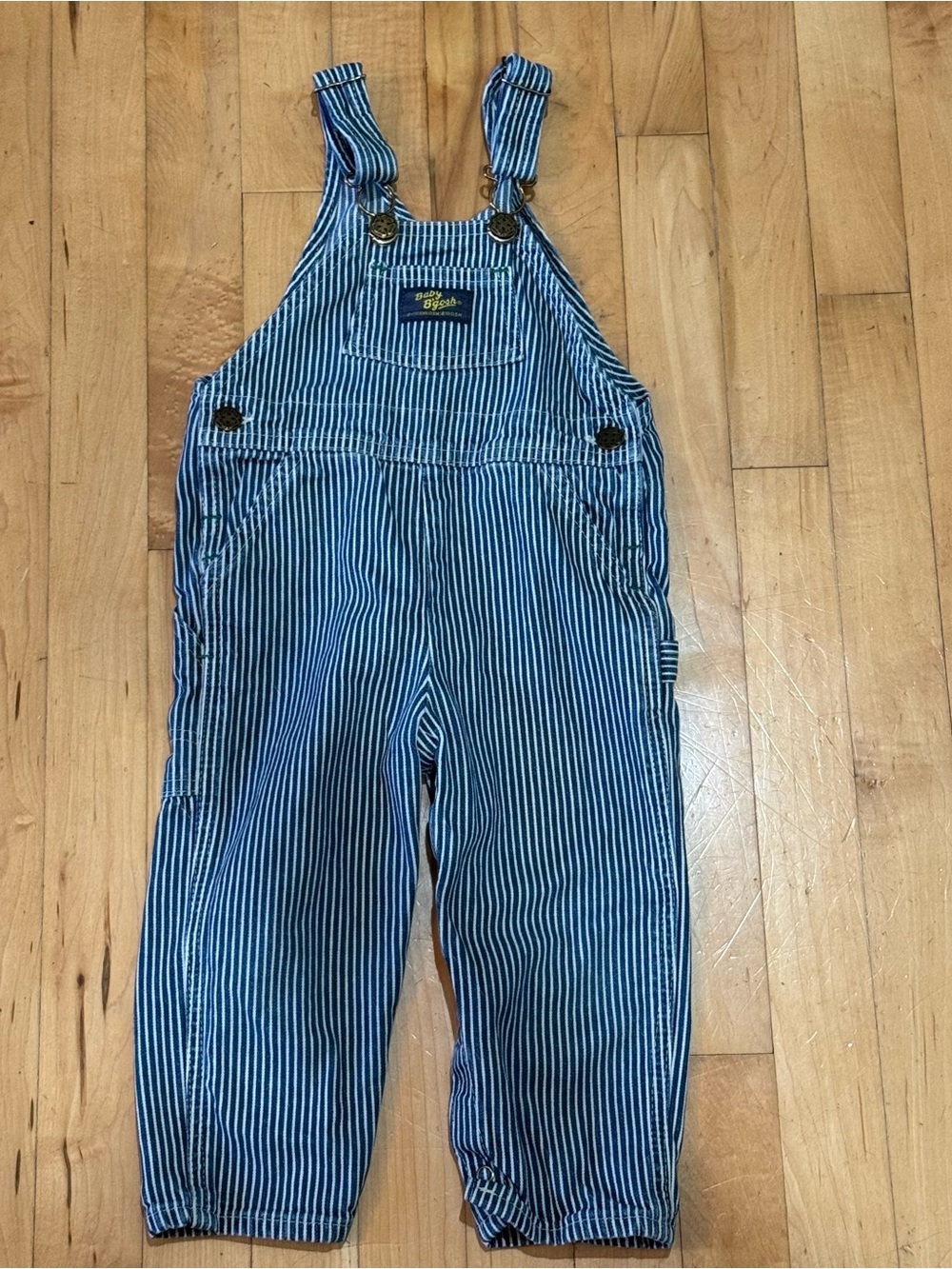 Vintage OshKosh B'Gosh Overalls Railroad Conductor Striped Size 24 Mths Vestbak
